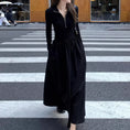 Load image into Gallery viewer, [JIFEI Series] ★Dress★ Switching Simple Long Length Cute Slimming Easy to Match Black Black
