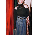 Load image into Gallery viewer, [Kokaisha --- Dream Girl Series] ★Denim skirt★ Bottoms Long skirt Easy to match Blue Blue
