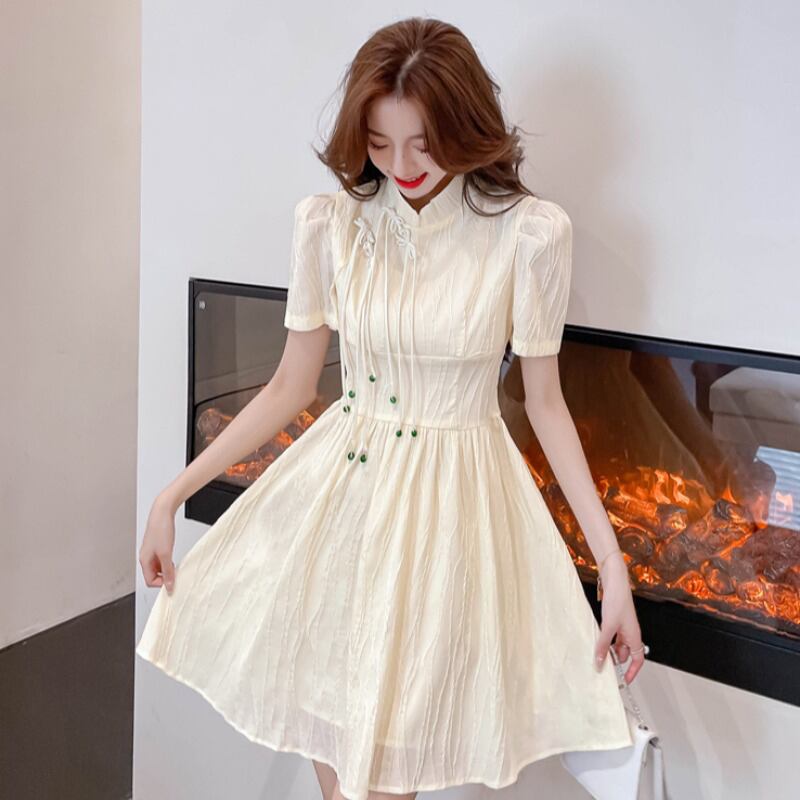 [LINXIAOXIAN Series] ★China-style dress★ Improved cheongsam dress, cute, short sleeve, summer clothes, improves temperament, wedding