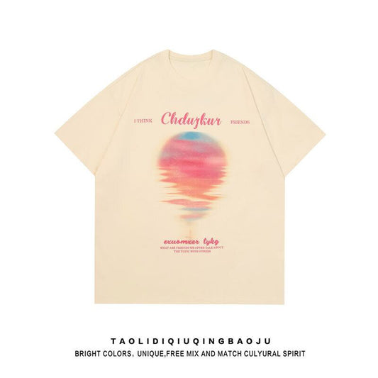 【逃離地球シリーズ】★Tシャツ★ 2color トップス 男女兼用 メンズ S M L XL ファッション 半袖 ブラック アプリコット