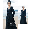 Load image into Gallery viewer, [Big Blue Dragon Series] ★China style dress★ Ribbon dress sexy black long length cute
