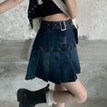 Load image into Gallery viewer, [MENGQIN series] ★Denim skirt★ Mini skirt Belted skirt Bottoms Blue Blue Large size
