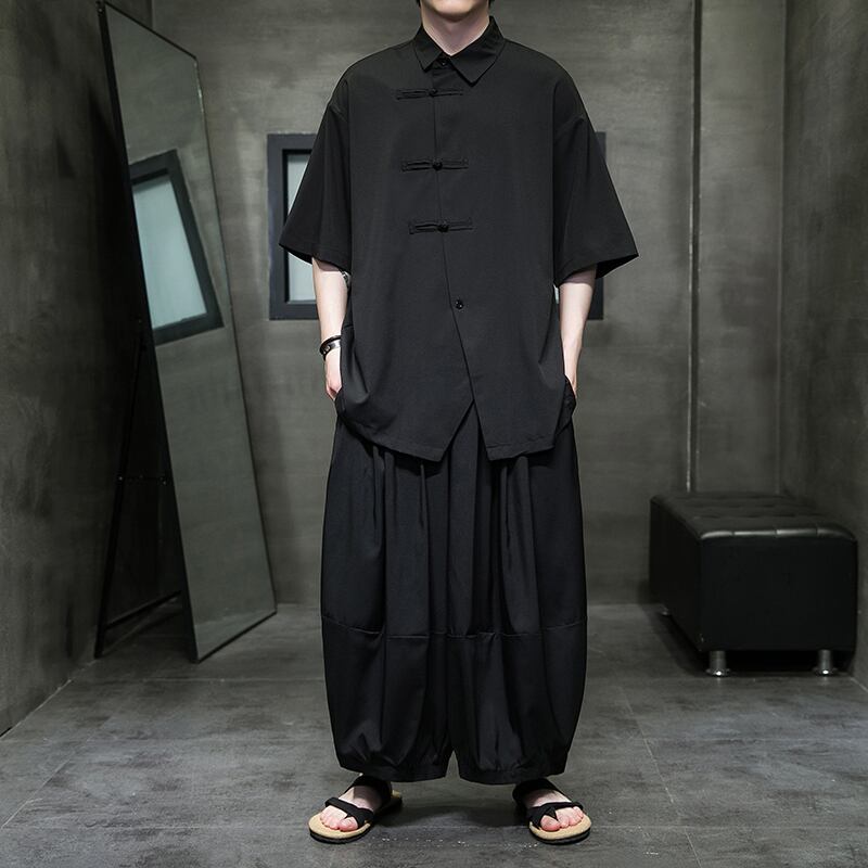 [JINTANG Series]★China style trousers★Bottoms Casual Pants Men's Large Size Loose Black