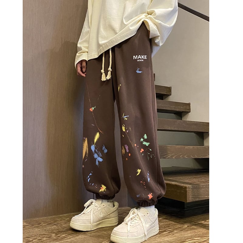 [PPG Series]★Casual pants★ Regular type or brushed lining type 3color Pants Bottoms Unisex Men's Graffiti Black Apricot Coffee color