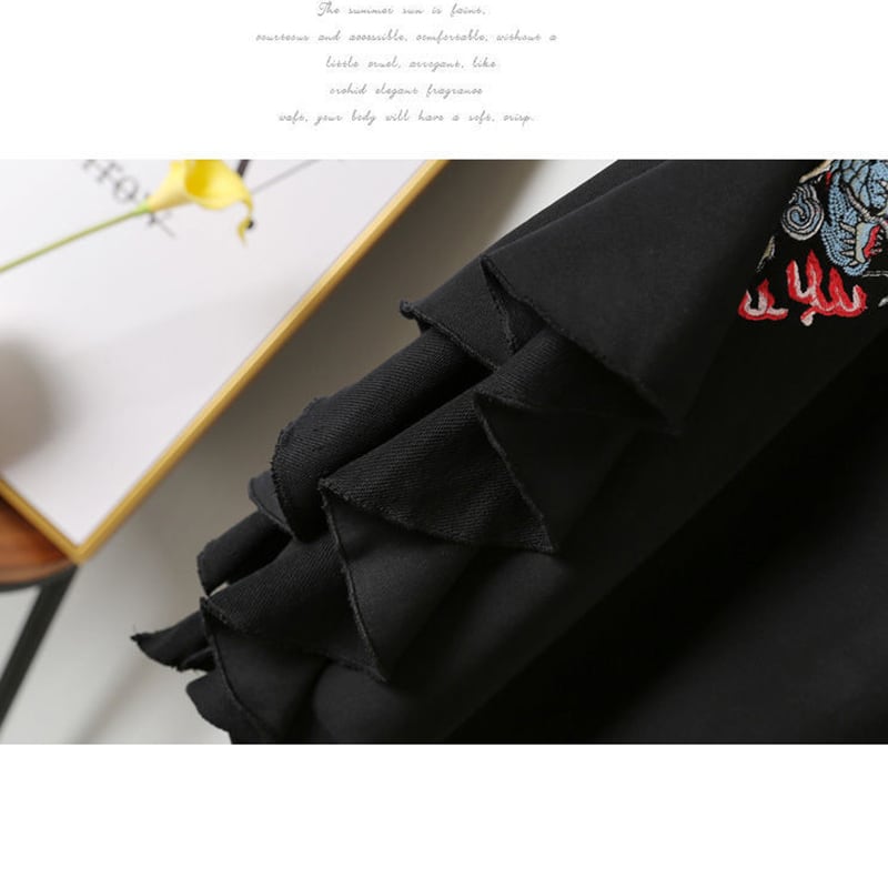 [XTINGYI Series]★Chinese style setup, single item order★ Tops or pants Casual Embroidery Black Black