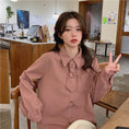 Load image into Gallery viewer, [Koshinke Series]★Shirt with tie★ Tops 3 colors Cute Easy to match Beige Light brown Pink
