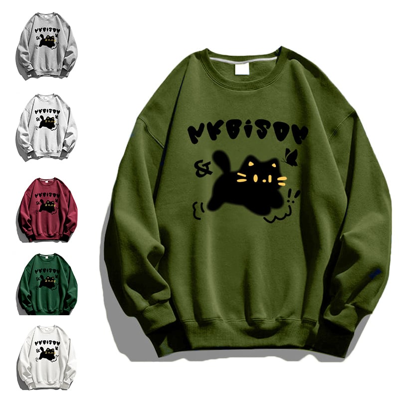 [Wkeces Series] ★Tops★ 6color Sweatshirt Sweatshirt Unisex Men's Cat Cat Large Size