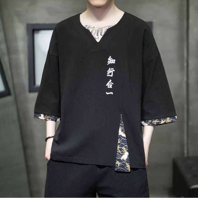 [JUNYI Series]★China style T-shirt★ Embroidery tops 4color Unisex Men's Large size Black White Green