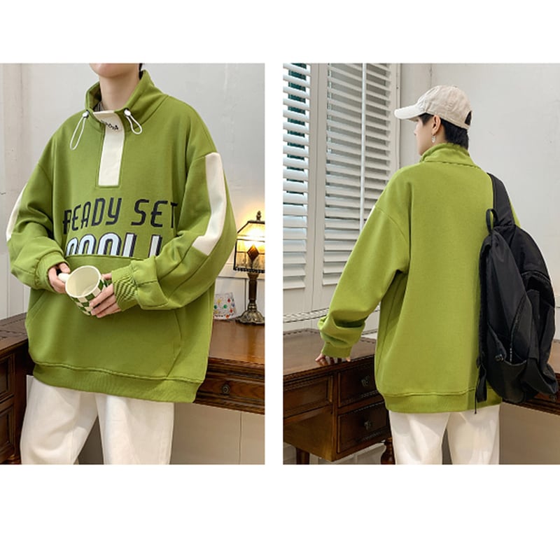 [ZUOFEILI series] ★Tops★ 4color sweatshirt unisex men's large size stand neck