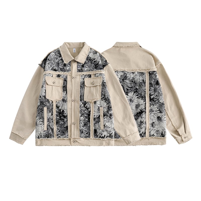 [Satoru Series] ★Jacket★ Outerwear Switchable Floral Pattern Unisex Men's Easy to Match Casual Unique