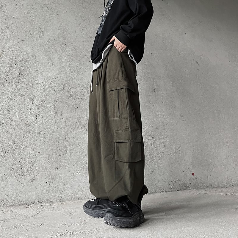 [Miyakoya Series]★Casual Pants★ 3color Brown or Green or Black Pants Bottoms Wide Pants Gaucho Pants