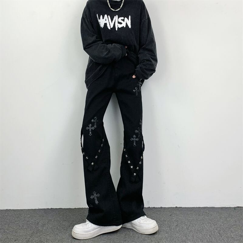 [MGJM Series]★Casual Pants★ Pants Unisex Men's Alphabet Unique Black Black Design