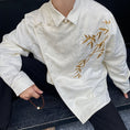 Load image into Gallery viewer, [Illustrated series] ★China style shirt★ 2color tops embroidery bamboo unisex men's black apricot
