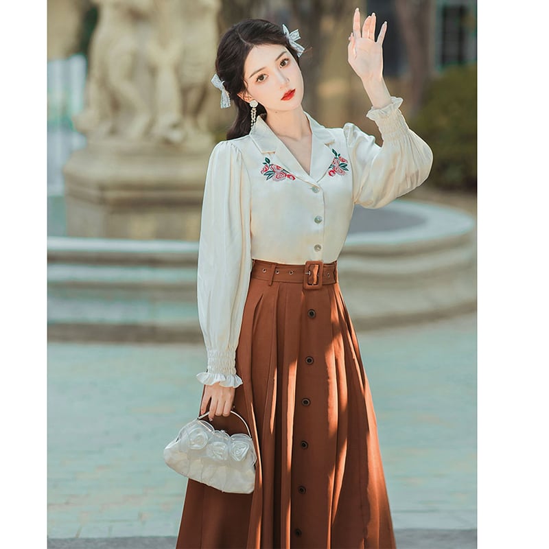 [XUANZI Series]★Skirt★ Bottoms Ladies Easy to match Simple Date Wedding Retro