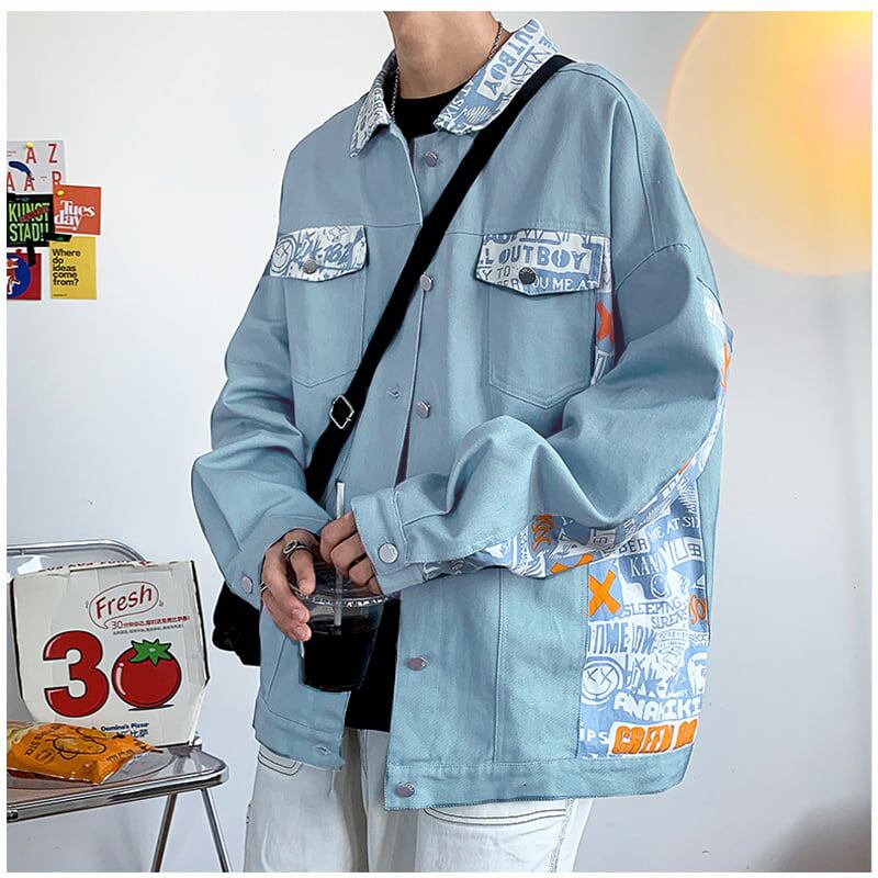 [Special Series]★Jacket★ 4color Outerwear Stadium Jacket Unisex Fashion Switching Print