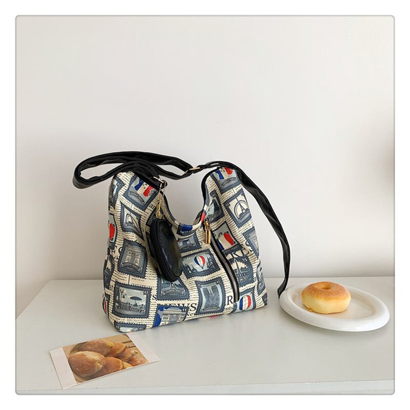 [Mokujin series] ★Shoulder bag★ Shoulder bag, handheld, large capacity, retro, cute, date, improves temperament, print