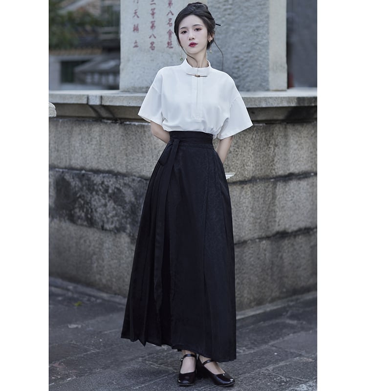 [BAIRIMENG Series]★China style skirt★Bottoms Window skirt Chinese elements Chinese clothing Black Black Long length