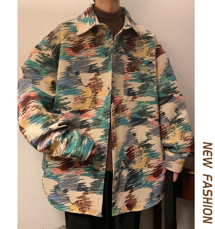 [PPDJ Series]★Jacket★ Outerwear, oil painting style, unisex, men's, large size, cool, easy to match