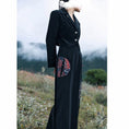 Load image into Gallery viewer, [Big Blue Dragon Series]★China style skirt★ PU skirt Chinese button ethnic style black black slimming wear
