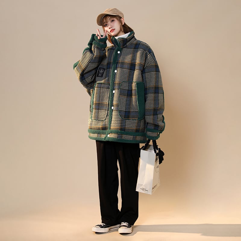 [Suikoishi Series] ★Winter Coat★ Outerwear 2color Unisex Men's Plaid Pattern No Hat Winter Jacket