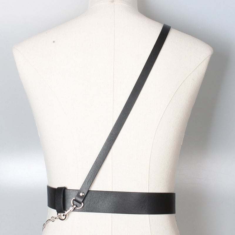 [Kuraho Koya Series] ★Retro Belt★ Obi Accessory PU Chain Unique Black Black Easy to match