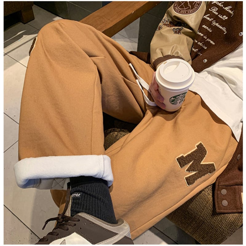 [BIGEMAN Series]★Pants★ 2color Casual Pants Bottoms Brushed Lining Unisex Men's Large Size Brown Black