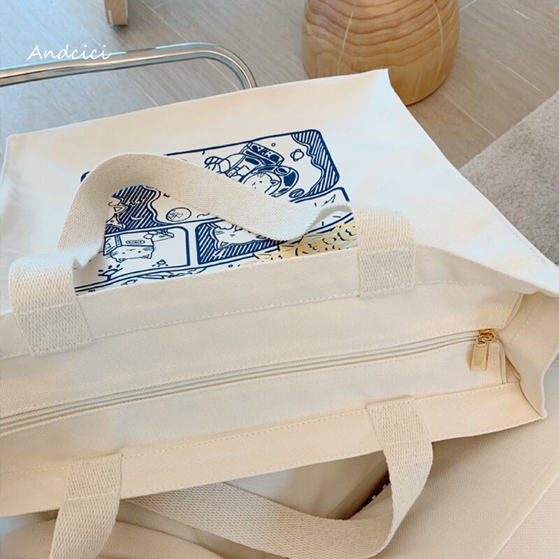 [Andcici Series] ★Bag★ Tote bag, canvas bag, large capacity, date, commuting to work, school, cute, ladies, easy to match