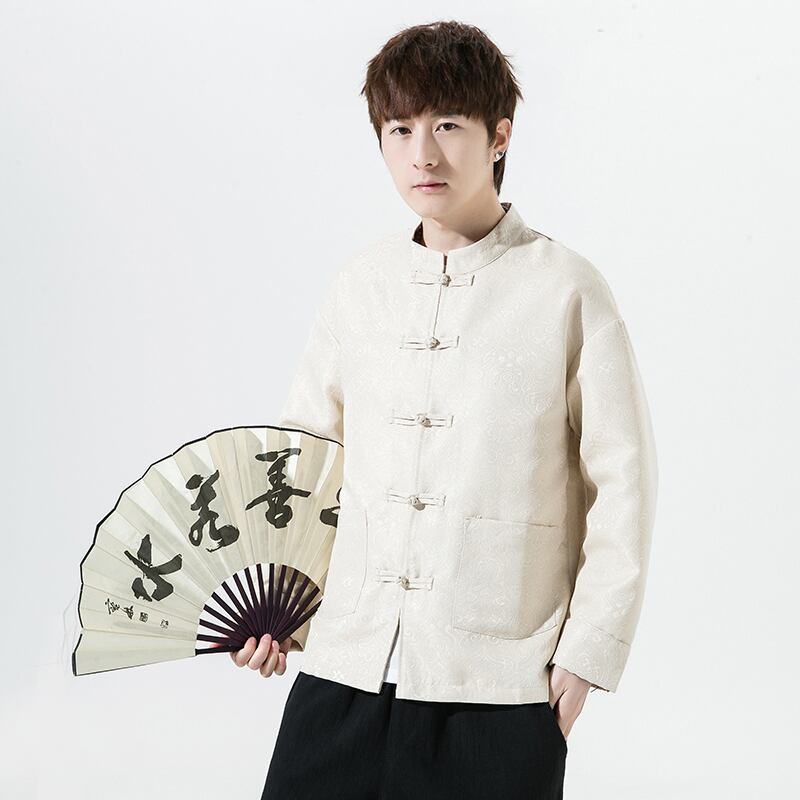 [PINZHI Series]★China style jacket★ 2color outerwear unisex men's large size black beige Chinese clothing