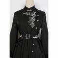 Load image into Gallery viewer, [Dust smoke and cloud dream series] ★China style dress★ With belt, long sleeves, embroidery, black, black SML, slimming, Chinese elements
