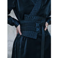 Load image into Gallery viewer, [Da Qinglong Shu Series] ★Chinese style dress + belt★ Long length Chinese clothes Improved Han clothes V neck Switching Black Black
