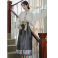 Load image into Gallery viewer, [WUJIA Series] ★Chinese style skirt★ Bottoms Maki skirt Hanfu skirt Shinjeongshi Gray Switching
