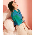 Load image into Gallery viewer, [Yangji Great Dream Series]★Shirt★ Tops Gradient Blue Blue V-neck Short Sleeve Shirt Loose
