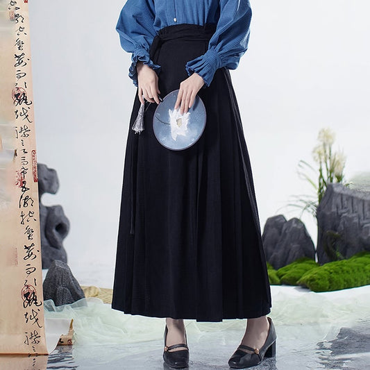 [WUJIA Series] ★Chinese style skirt★ Maki skirt Hanfu skirt Bottoms Black Black