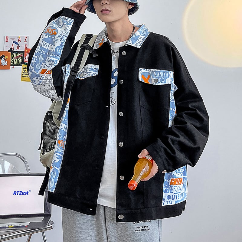 [Special Series]★Jacket★ 4color Outerwear Stadium Jacket Unisex Fashion Switching Print