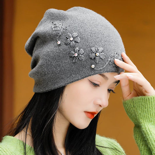 [Nztk Series]★Hat★ 3color Hat Knitted Women's Retro Elegant Gray Black Khaki Brown