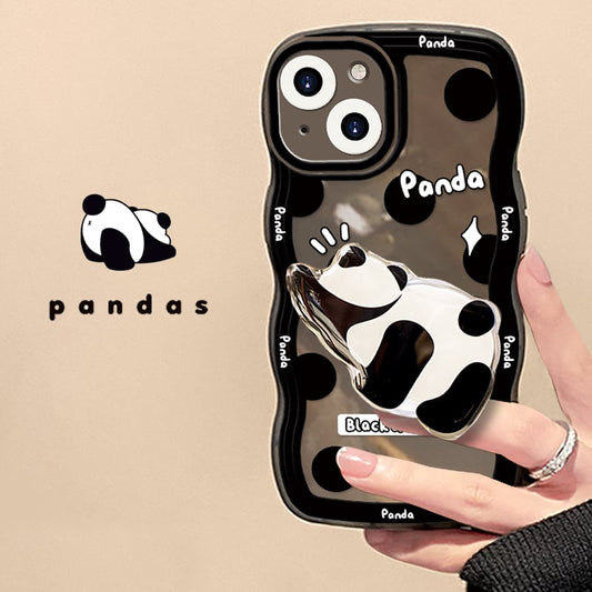 [Nami Series]★Mobile Case★ Panda iPhone 13 12 11 iPhoneX XS XR iPhone 7/8 Animal Cute Black Black