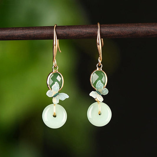 [Loulan Guest Series] ★China style earrings★ Pair of earrings for women to enhance your temperament, accessories, green, green