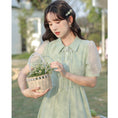 Load image into Gallery viewer, [NANMOSEN Series] ★China style dress★ Short sleeve dress, China button, cute, improves temperament, green
