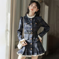 Load image into Gallery viewer, [MEIYI Series] ★One Piece★ Women's Short Length Plaid Pattern Commuting Date Office Lady Navy Improves Temperament
