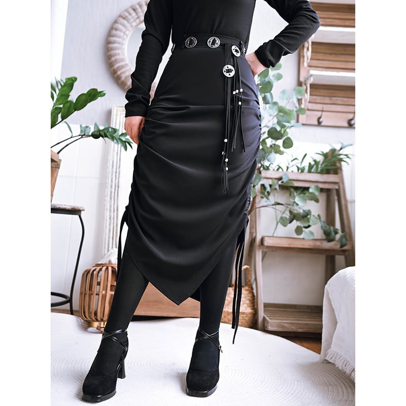 [Kokaisha---Kiran Series] ★China style skirt★ Bottoms Easy to match Original slimming black Black