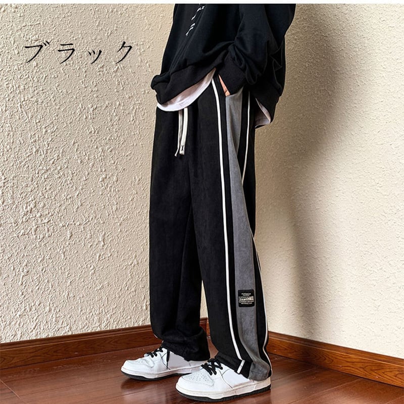 [Leonbinno Series]★Fleece-lined pants★Casual pants 2color Unisex Men's Large size Black Gray