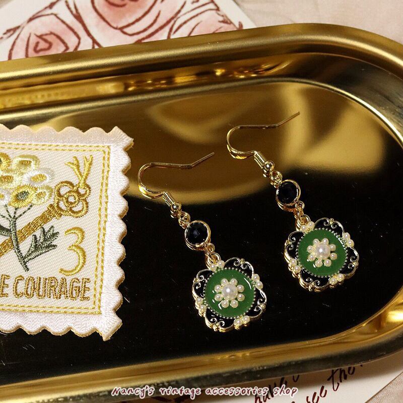 [Minami Kojie Series] ★Earrings★ 2color Pair Earrings or Earrings Flower Red Red Green Green Accessories