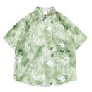 [51XIHA Series]★Shirt★ 2 Color Tops Unisex Floral Print Summer Short Sleeve Green Green Summer ML XL