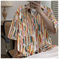 Load image into Gallery viewer, [Emeisa Series]★Shirt★ Tops 2color Short Sleeve Shirt Unisex Men's Vertical Striped Striped Pattern Blue Orange
