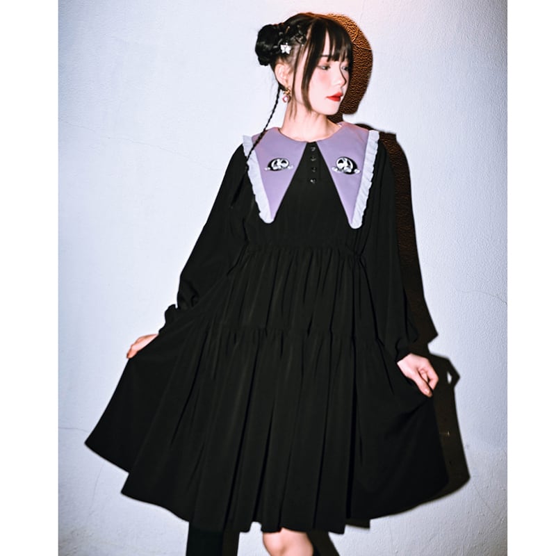 [Old Monster --- Rabbit Series] ★Chinese style dress★ Embroidery cute rabbit original black black cute SML