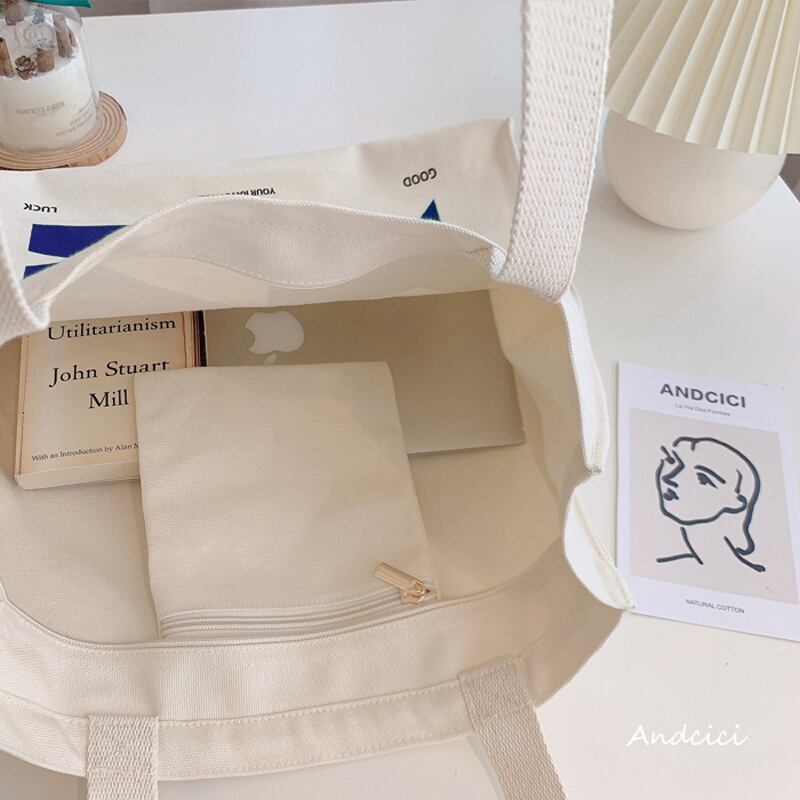 [Andcici series] ★Bag★ 5color tote bag canvas large capacity date commuting to school alphabet