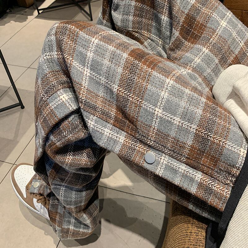 [GEBOXUAN Series] ★Casual Pants★ 2color Bottoms Trousers Unisex Men's Plaid Pattern Large Size Rasha Thick