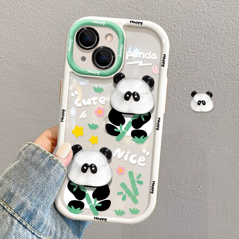 [DKF Series]★Mobile Case★ 2color Panda Bamboo iPhone iPhone14 iPhone13 iPhone12/11/7/8XS