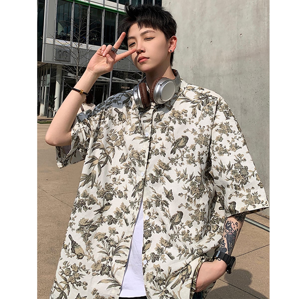 [XGY Series]★China Style Shirt★ Tops Ink Pattern Unisex Men's Aloha Shirt Summer Clothes Short Sleeve Shirt Casual