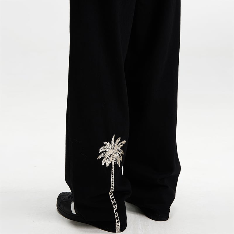 [Mr Bense Series] ★Denim Pants★ Embroidered Bottoms Trousers Unisex Men's Simple Black